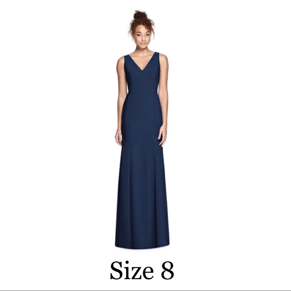 Navy blue full length sleeveless dress - size 8